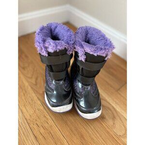 NWT Rugged Outback Black Purple Girl Sz 11 Snow Boots Trim Thermolite​​​…​